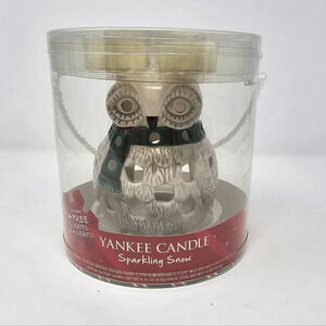 Yankee Candle Sparkling Snow Owl Luminary 4 Tea Light Holder Holiday Gift NIB